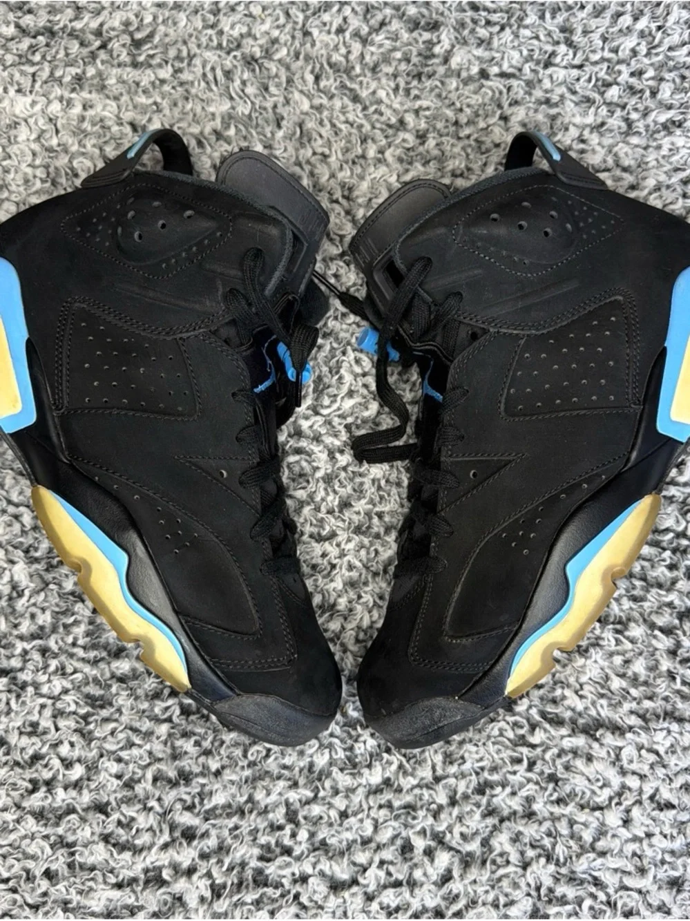 Jordan Men's Black Sneakers with Blue & Gold Accents